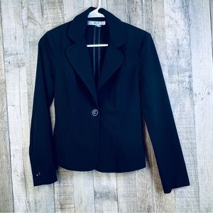 Ally B. Small 1 Button Front Long Sleeve Black Blazer w/Faux Button Cuff